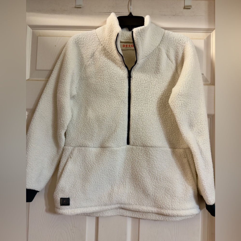 Deso Tioga Half-Zip Women's White Fleece Quarter-Zip Pullover Size S, EUC